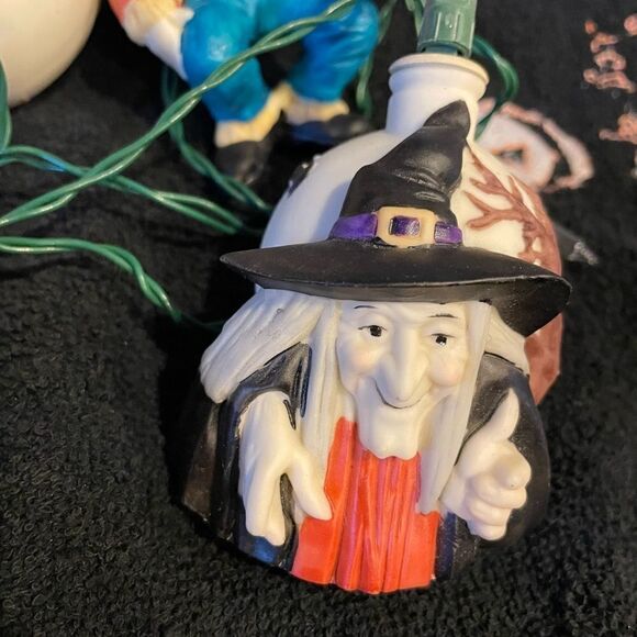 RARE Old World Christmas 1983 Halloween Witch Spider Scarecrow String Lights - Picture 6 of 16